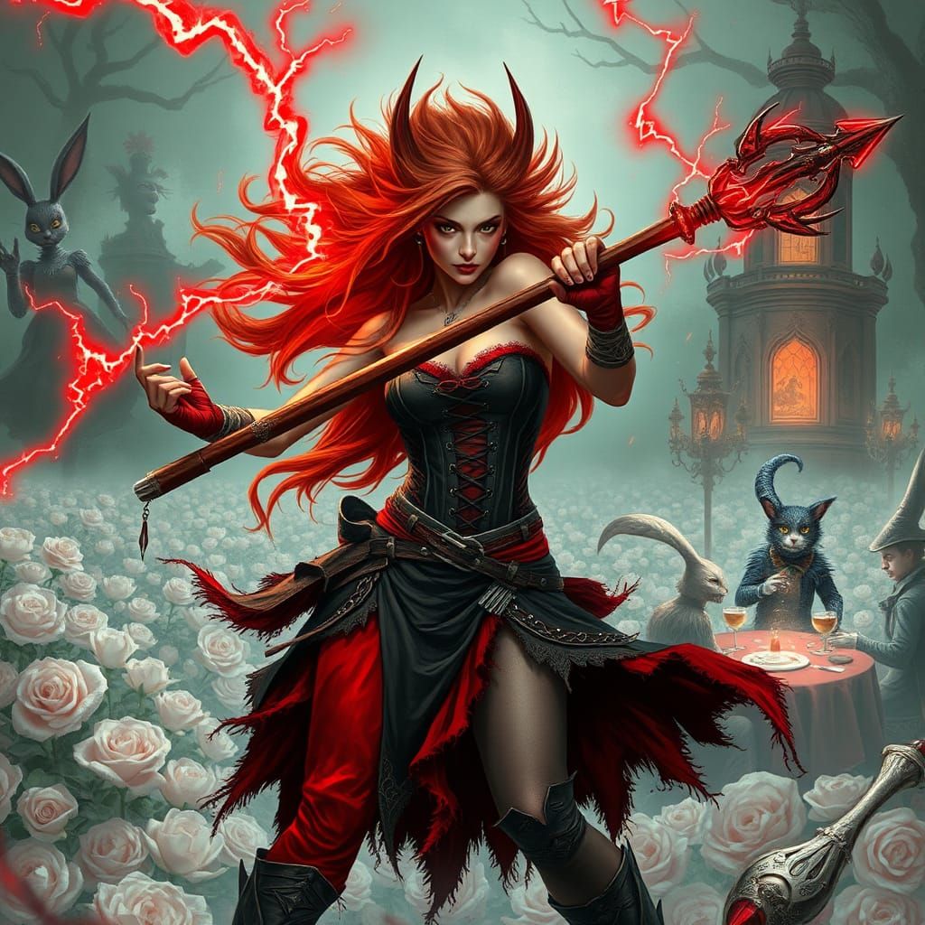 Banshee Warrior with Red Lightning in Wonderland Battle