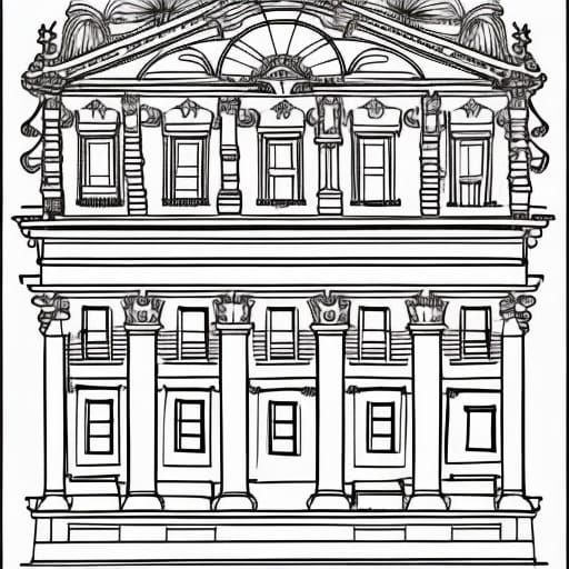 Sanssouci Palace Coloring Book Page Illustration