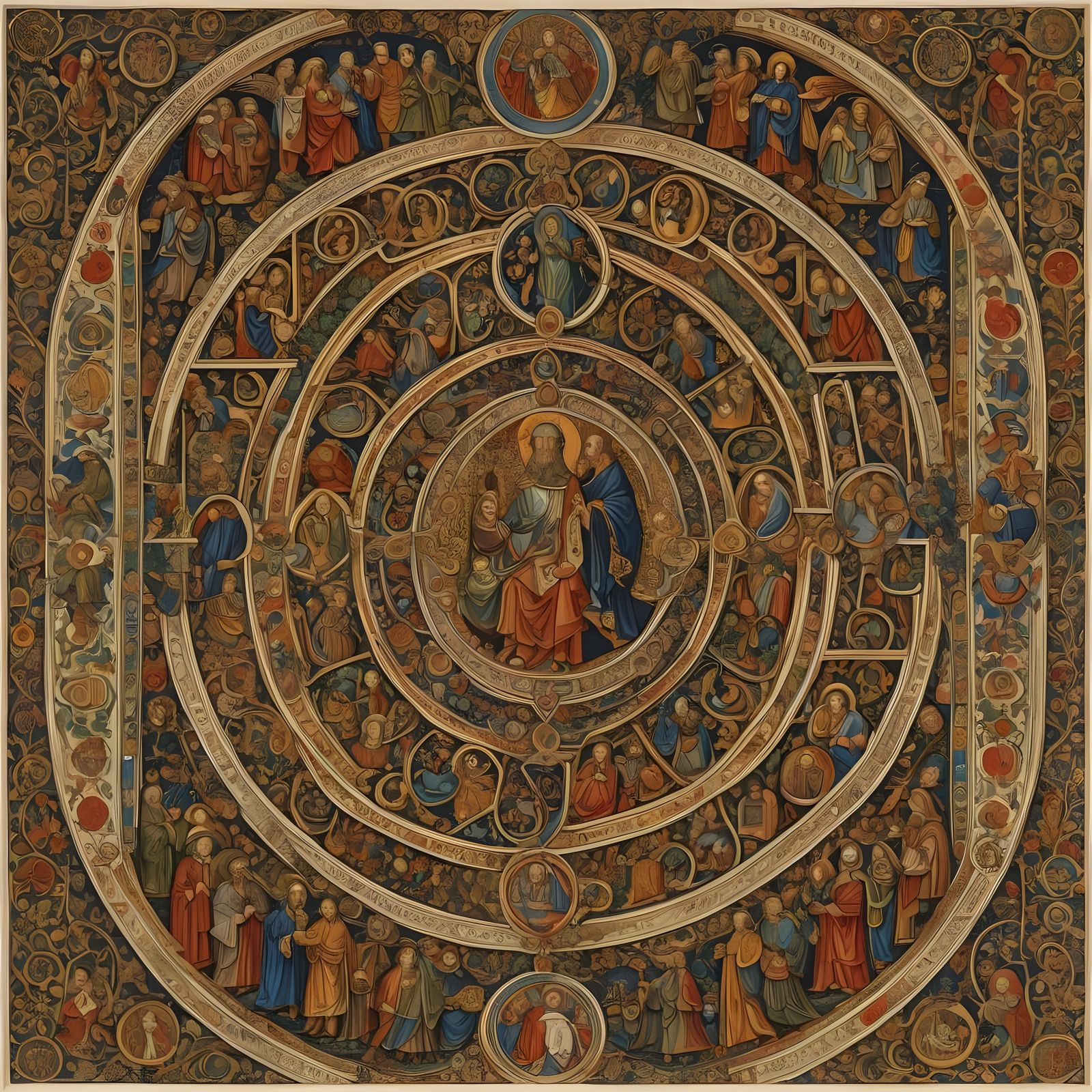 Biblical Figures in Illuminated Manuscript Style