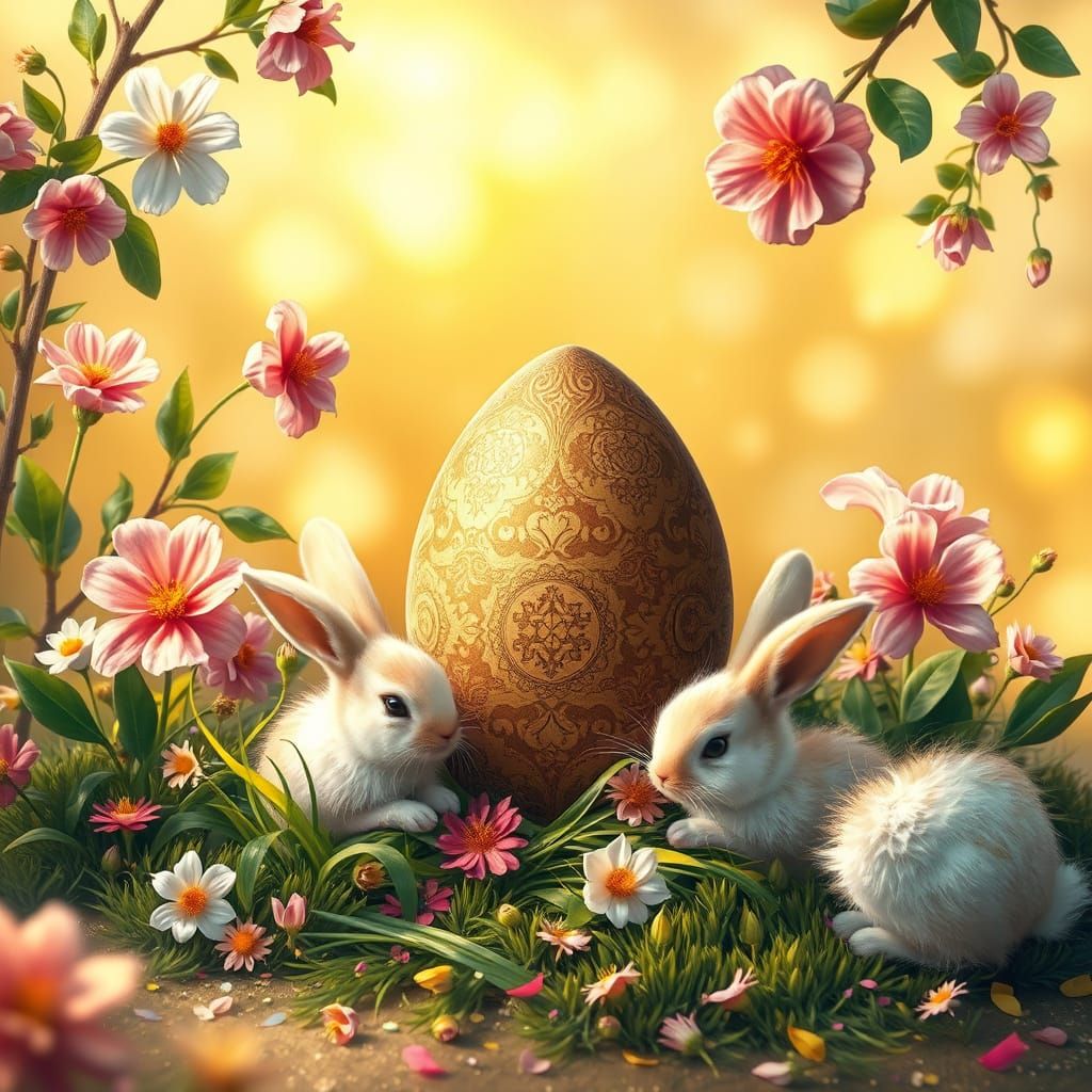 Easter Scene in Whimsical Impressionist Style