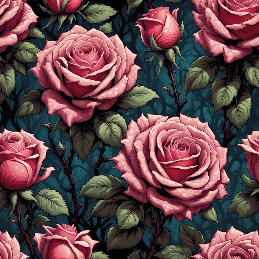 Leopard Print Rose in Comic Book Art Style