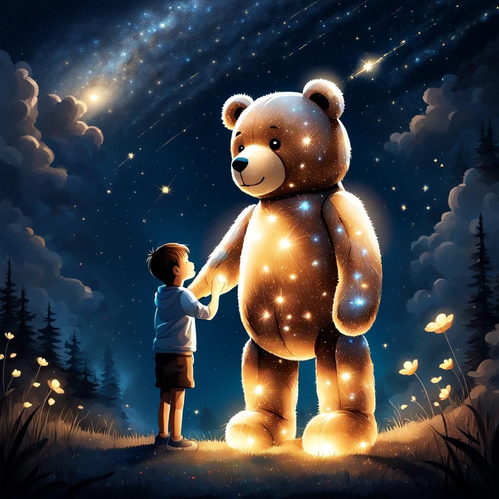 Giant Crystal Teddy Bear with Firefly
