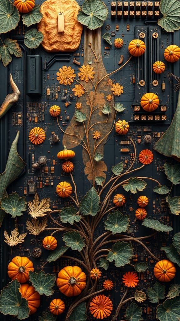 Organic Motherboard Pumpkin Patch: A Surreal Fusion