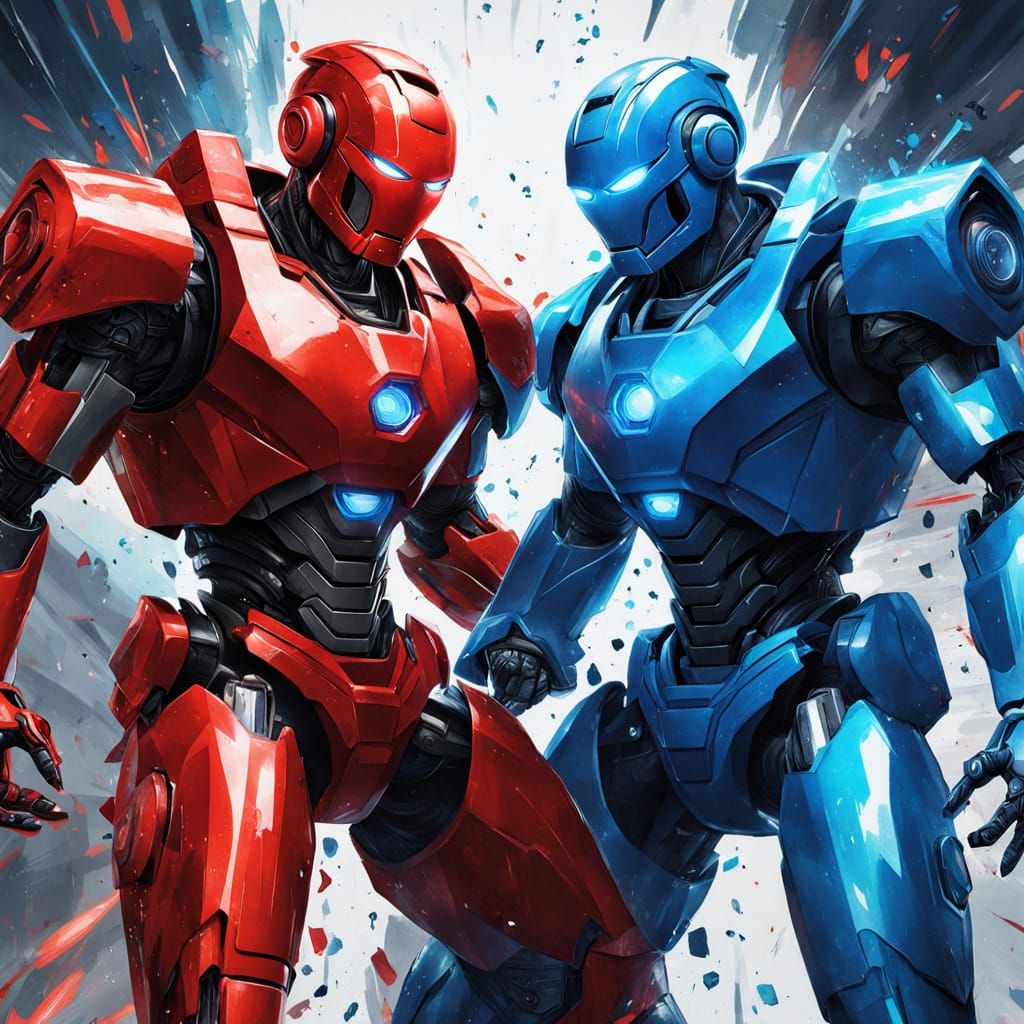 Red Robot Versus Blue Robot Splash Art