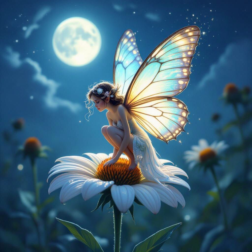 Ethereal Fairy in Moonlight Fantasy Art