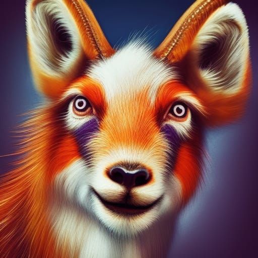 Hyperrealistic Duck-Fox-Goat Hybrid Splash Art