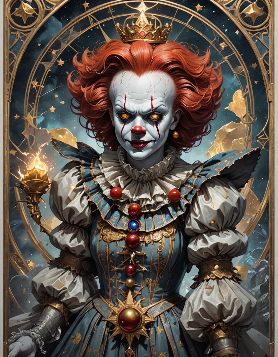 Pennywise Tarot Card in Art Nouveau Style