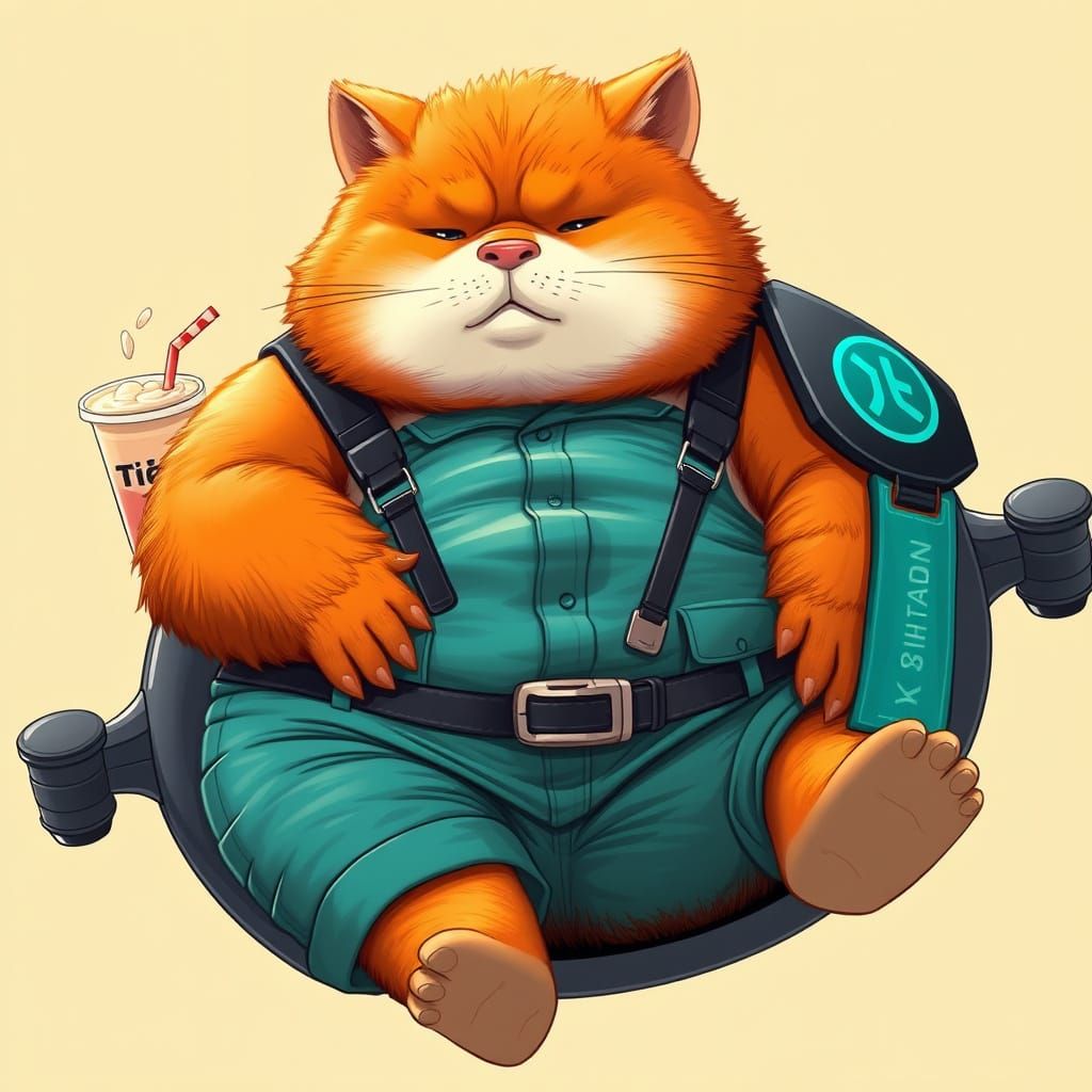 Rotund Orange Furred Creature in Futuristic Outfit