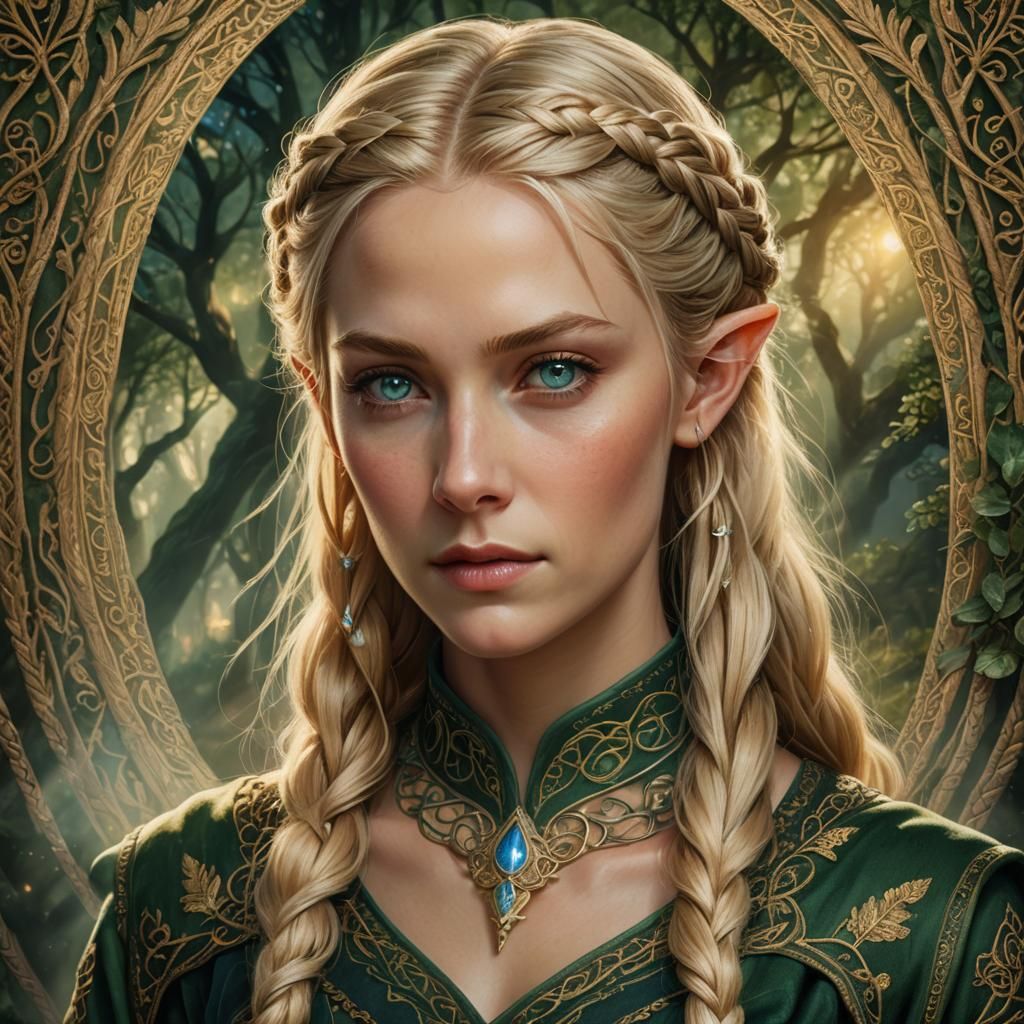 Elven Woman Portrait with Intricate Braid