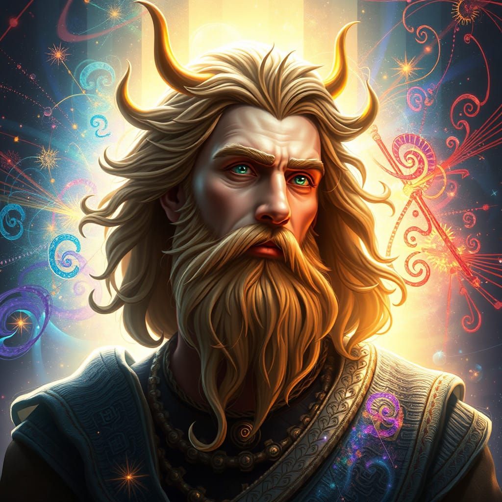 Norse God of Poetry and Music in Majestic Ethereal Environme...