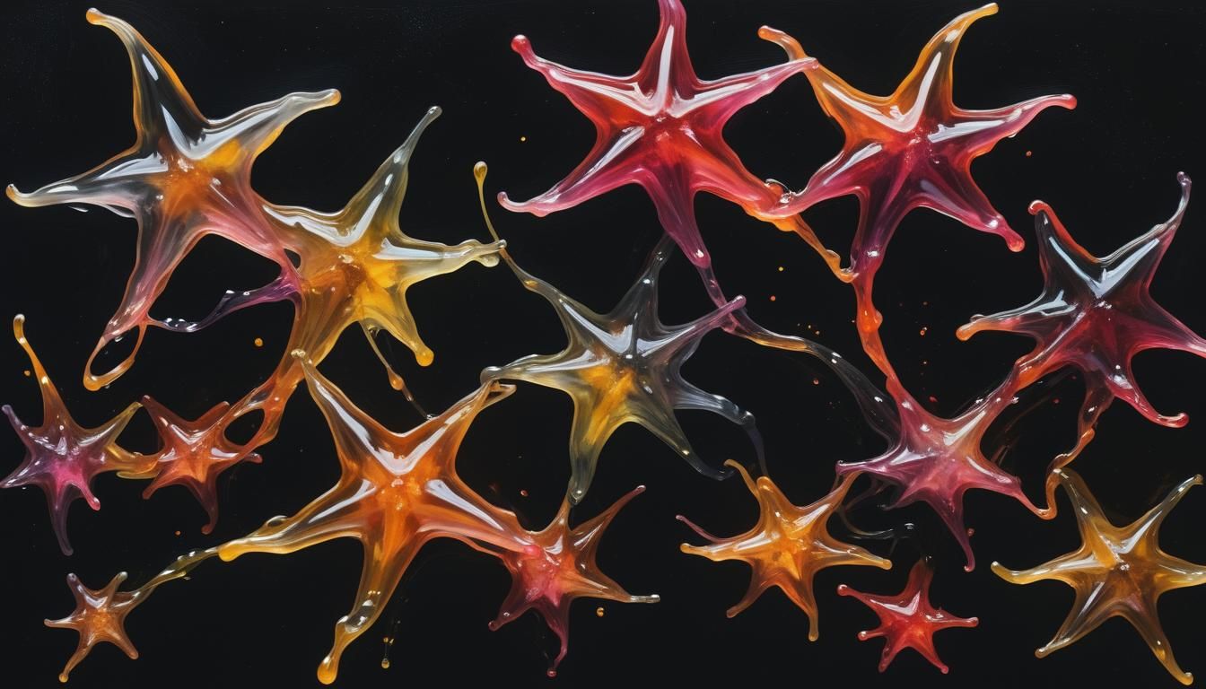 Wiggly Jelly Stars Cluster in Impasto Oil Paint
