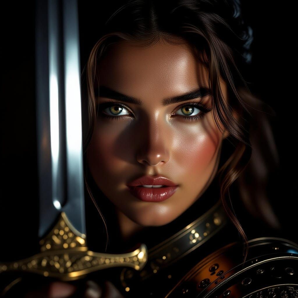 Warrior's Sword Reflection Captures Surrender in Dramatic Li...