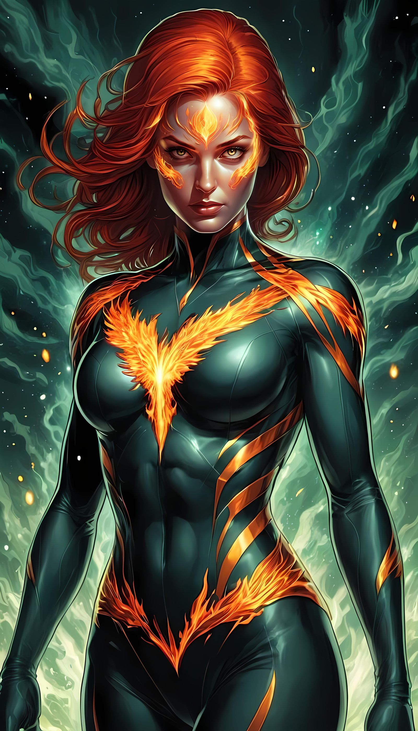 Phoenix Ablaze in Cosmic Comic Art
