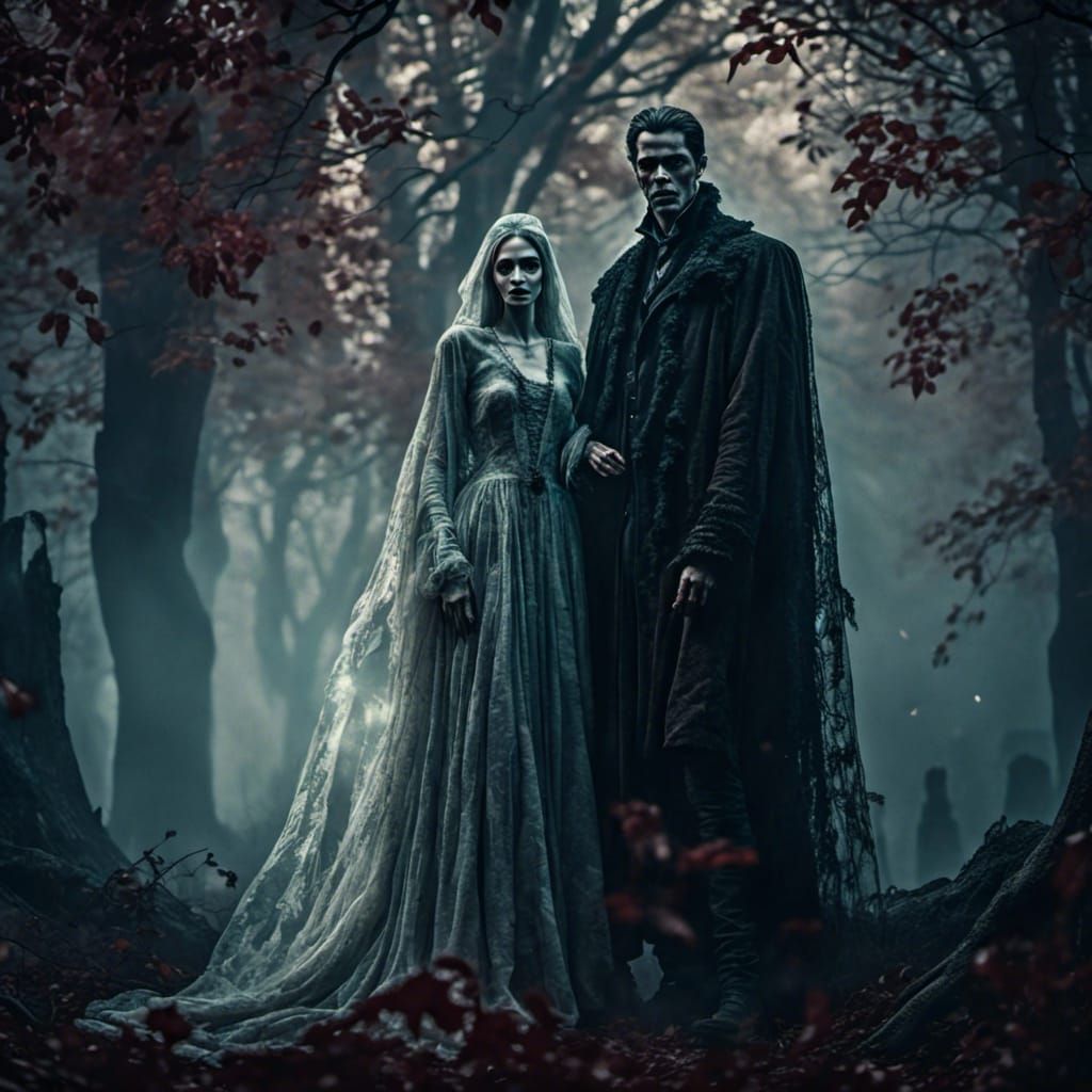 Vampires Embrace in Dark Forest, Film Noir