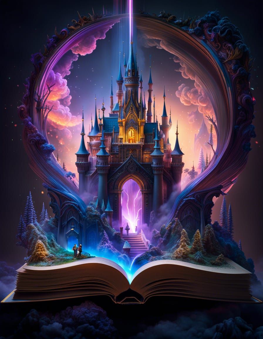 Psychedelic Castle Fairytale World in Digital Illustration