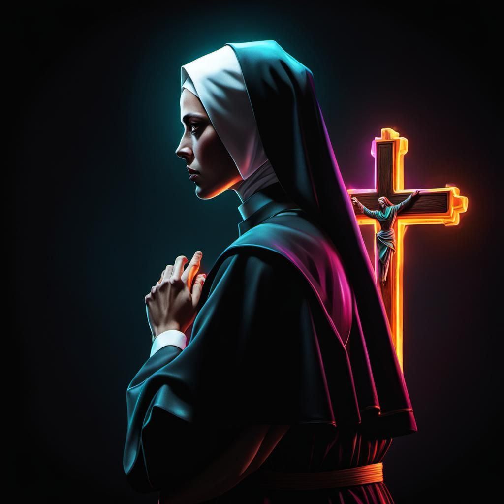 nun turned backside .