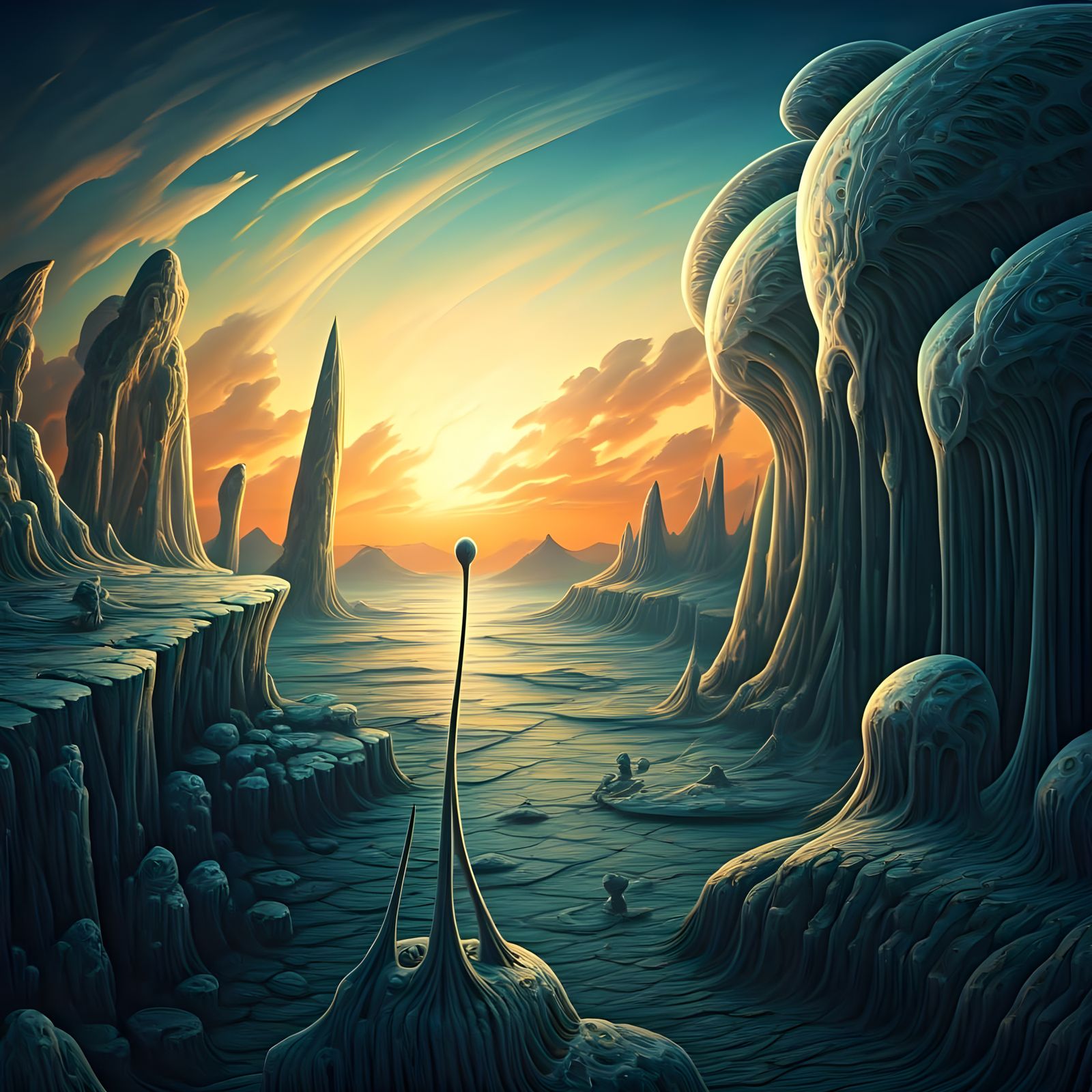 Dreamlike Realm of Melting Structures and Elongated Beings