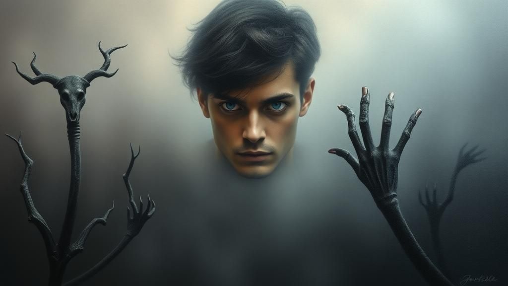 Introspective Figure in Surreal Dreamscape