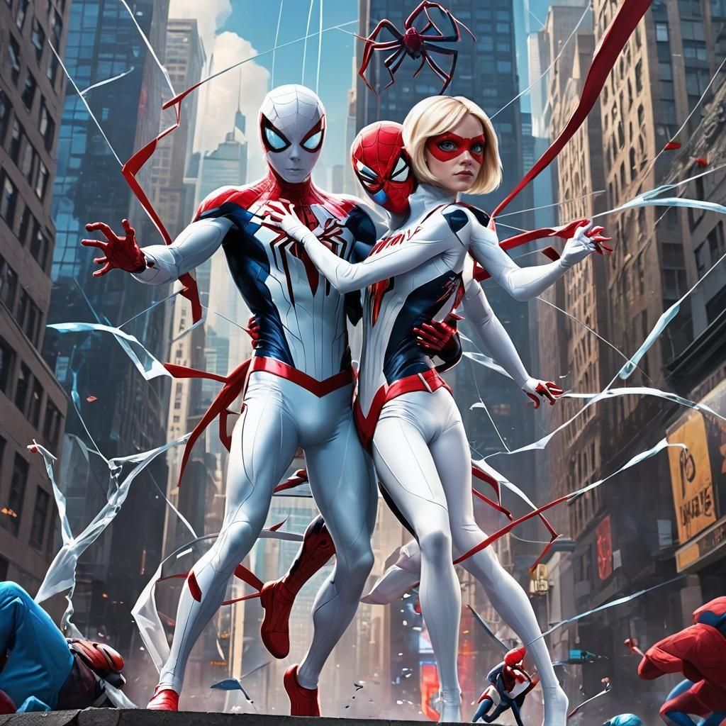Spider-Gwen and Spider-Man Romantic Movie Poster