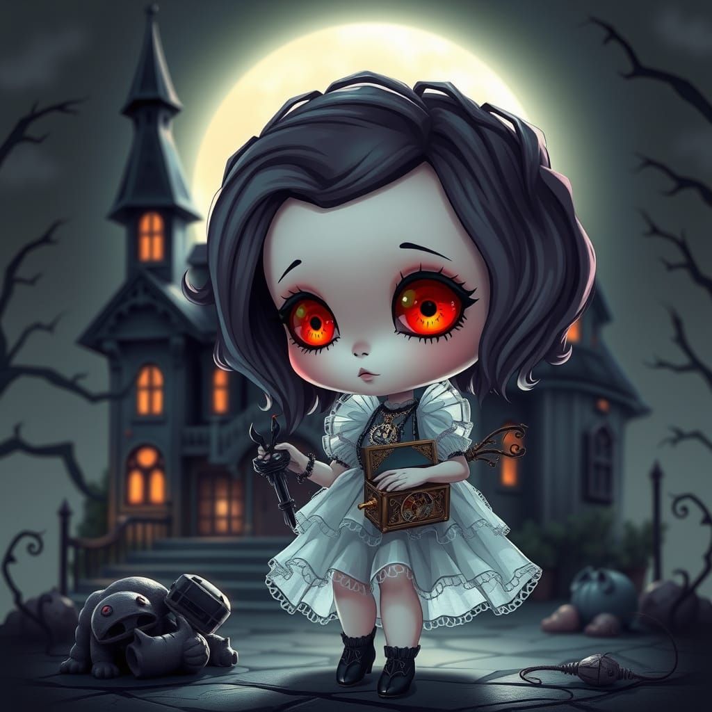 Chibi Gothic Clockwork Doll with Red Eyes, Studio Trigger St...