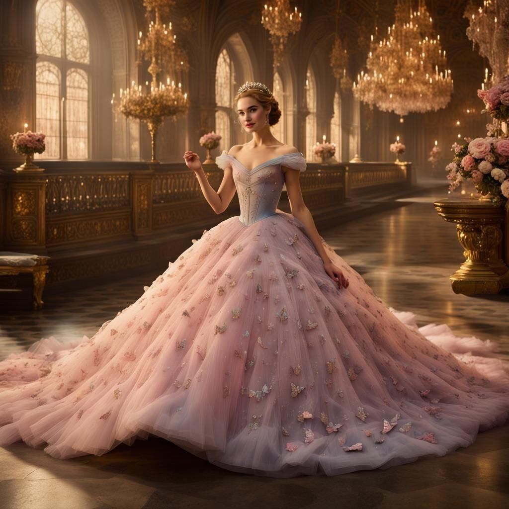 Cinderella Portrait in Renaissance Gown, Digital Art