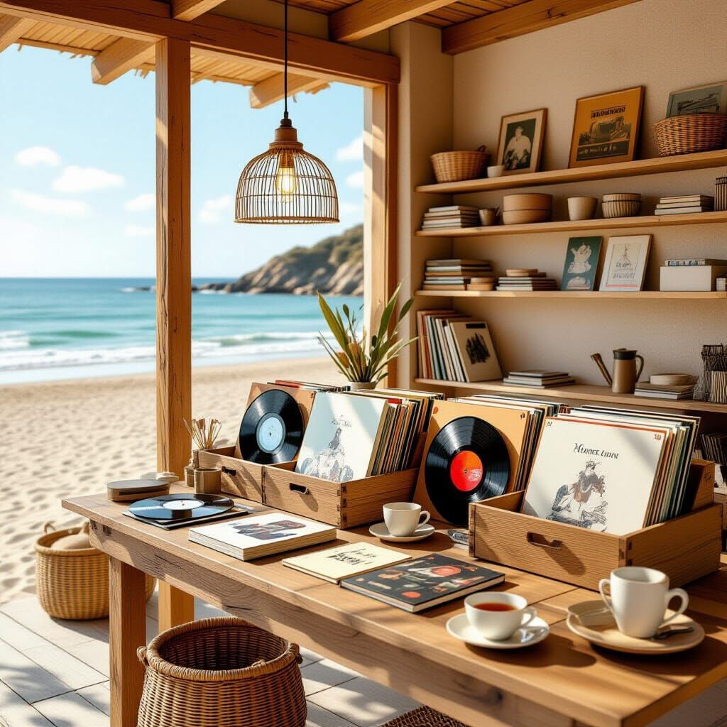 Beachside Music Shop in Warm Beige Tones