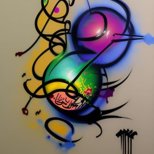 Bioluminescent Rose Calligraphy Graffiti Art