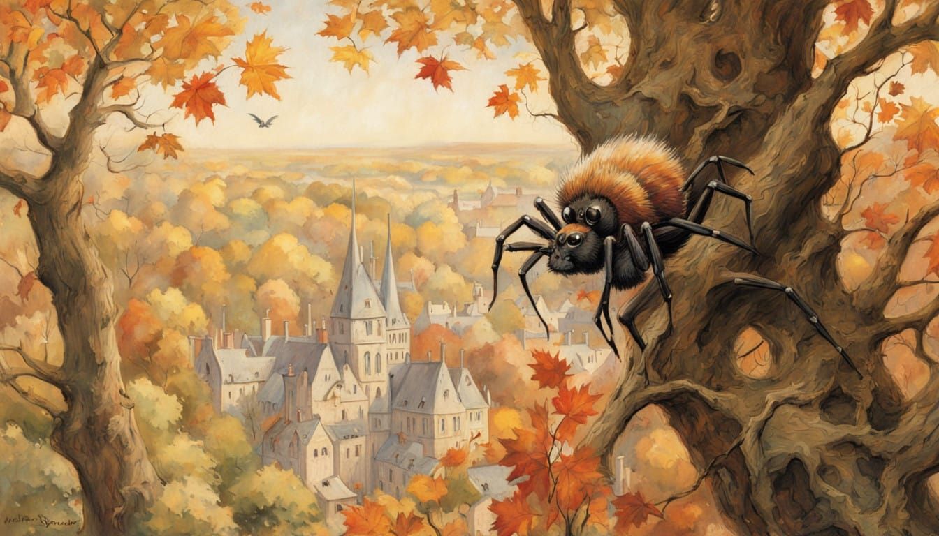 Whimsical Spider in Autumn Splendor
