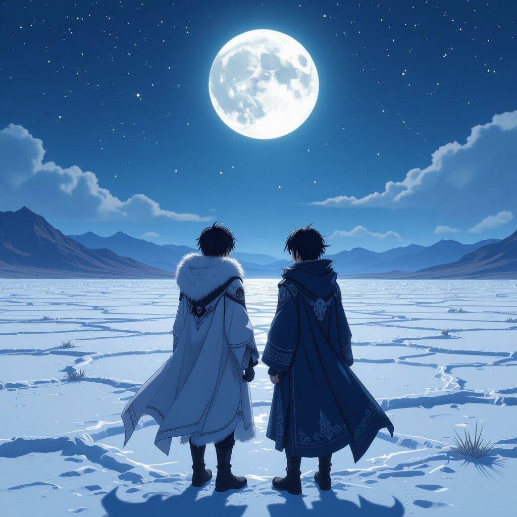 Manga Boys in Mystical Badwater Basin Under Full Moon