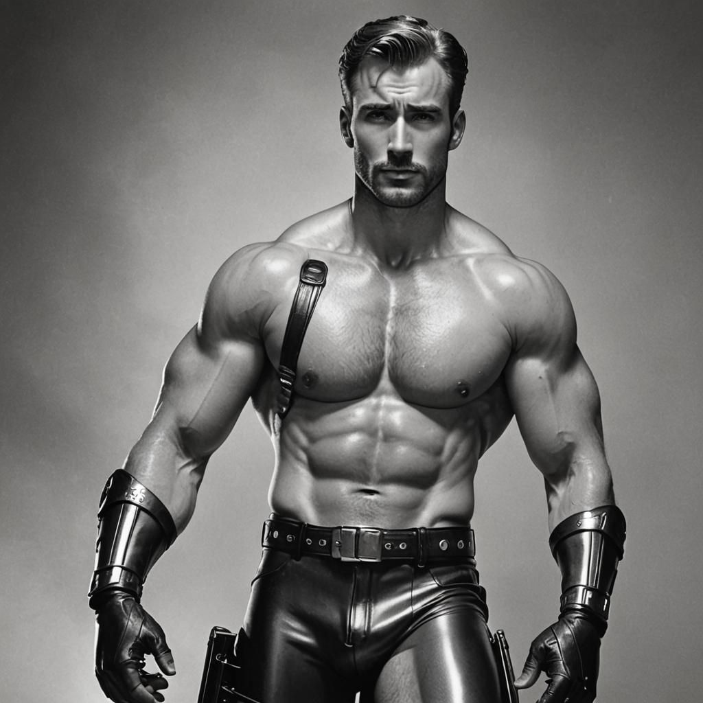 Tom of Finland Style: Oiled Man in Sci-Fi Armor