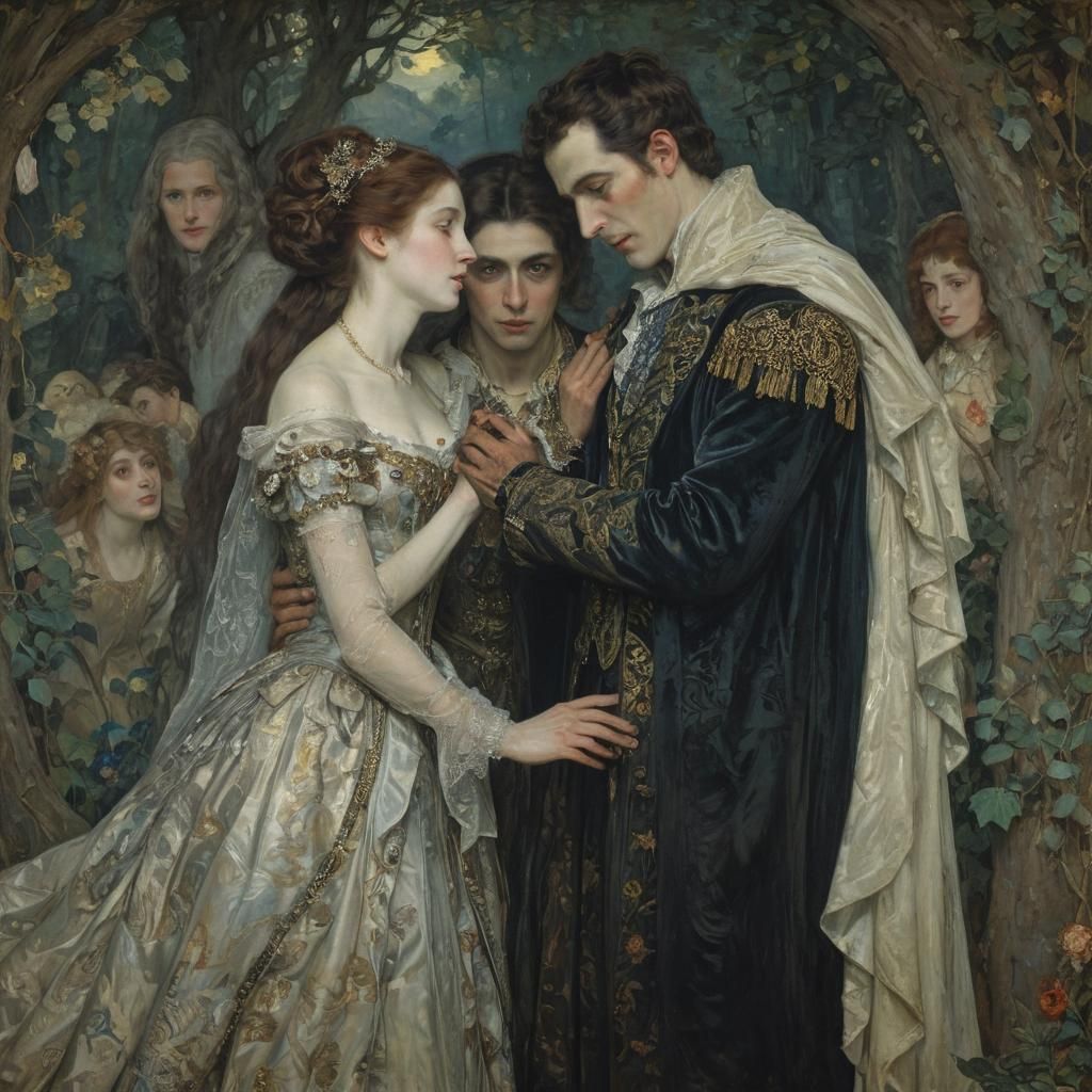 Vampire Lord's Farewell: A Klimt-Inspired Masterpiece