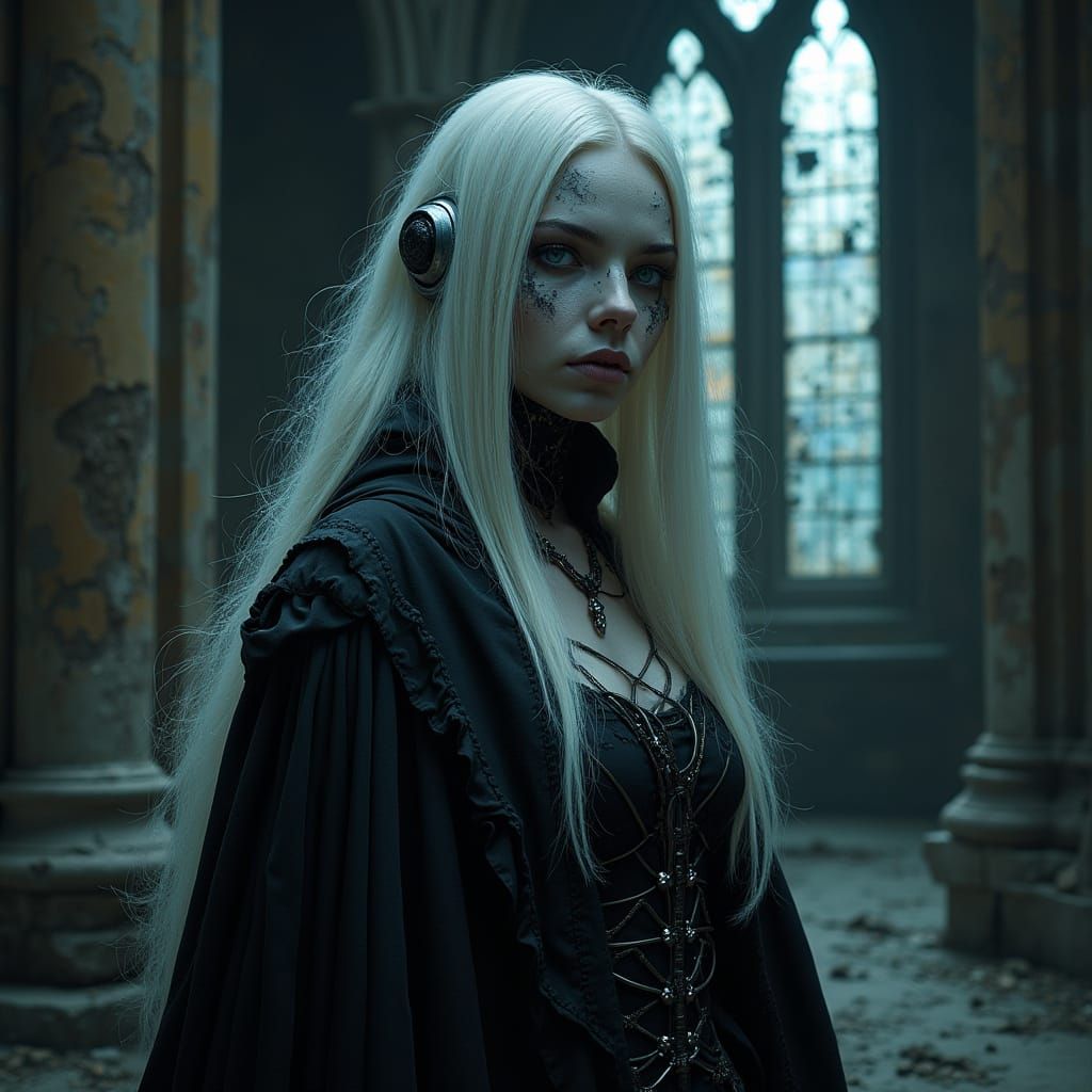 Android Witch Queen in Gothic Cathedral
