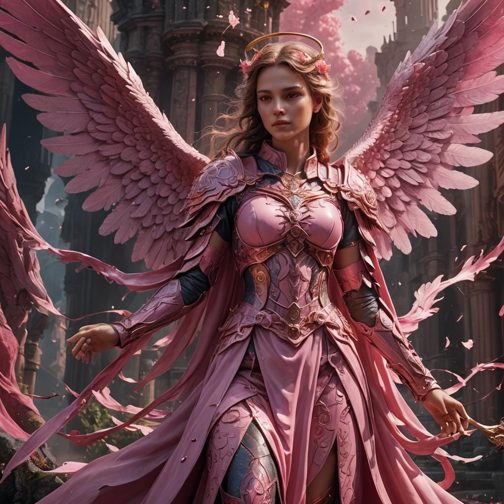 Pink Angel in Detailed Fantasy Concept Art