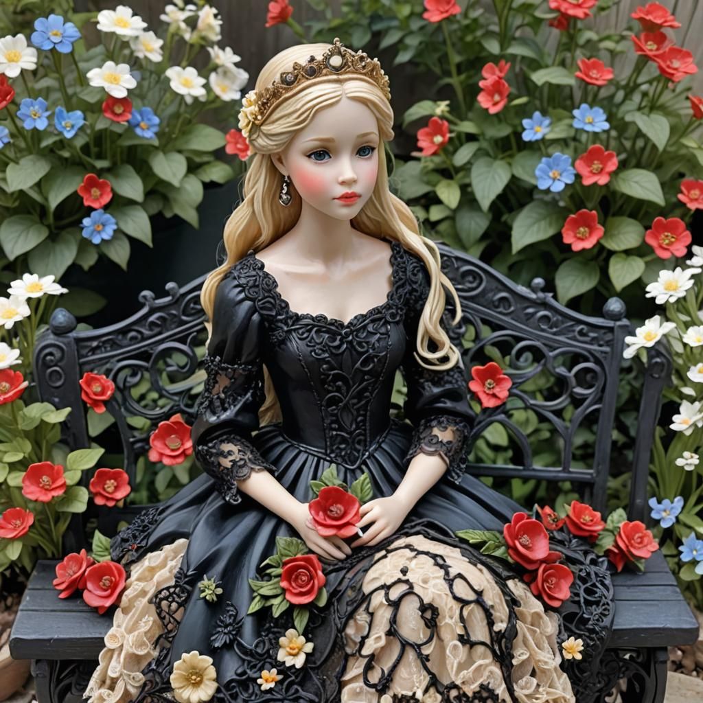 Blonde Princess in Black Gown, Resin Cast
