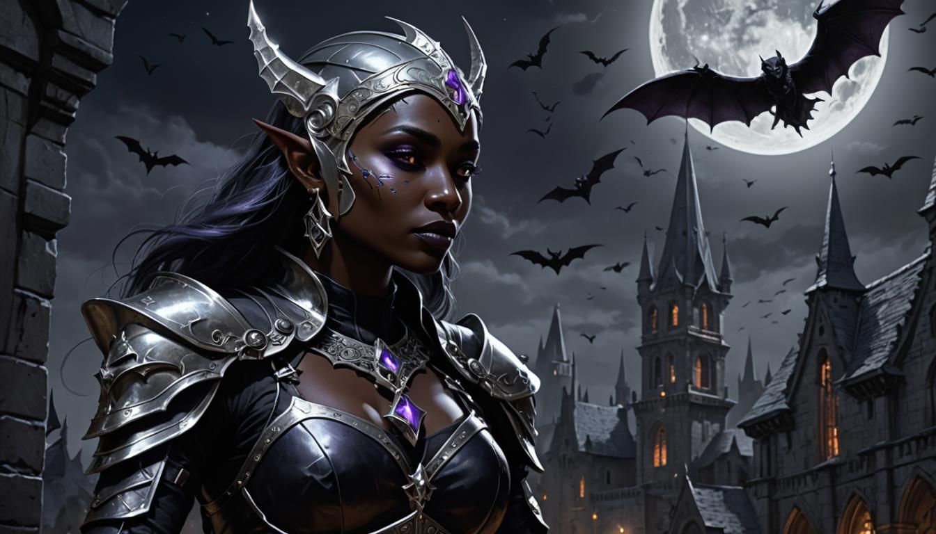 Mystical Drow Spellcaster in Dark Fantasy Setting