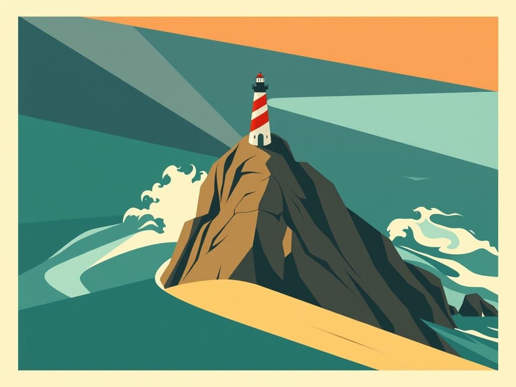 Vintage Lighthouse WPA Poster Art