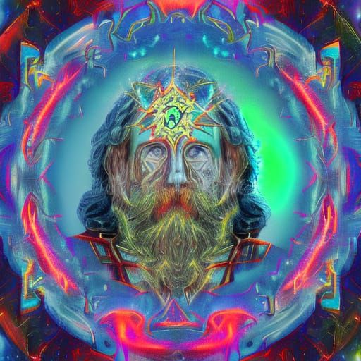 Philosopher Wizard Overlord in Cosmic Astral Hologram