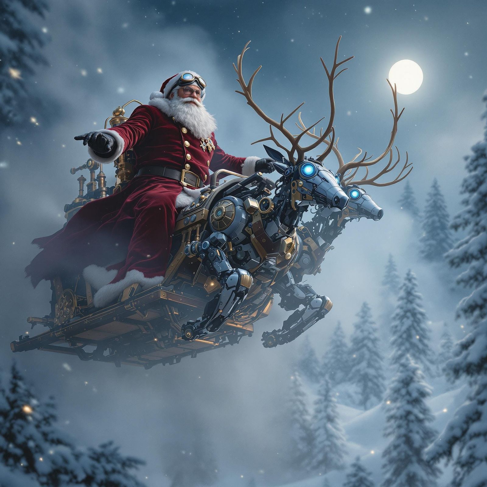 Victorian-Era Santa Claus Speeds Through the Snow in a Futur...