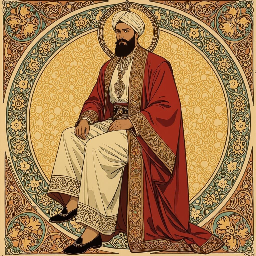 Sultan Singing in Heels, Art Nouveau Style