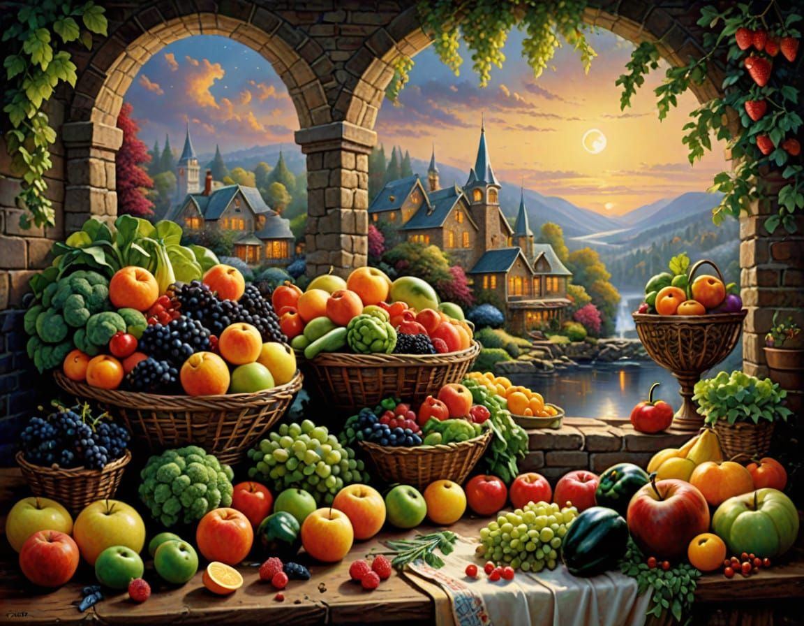 Vibrant Impressionist Still Life Under the New Moon