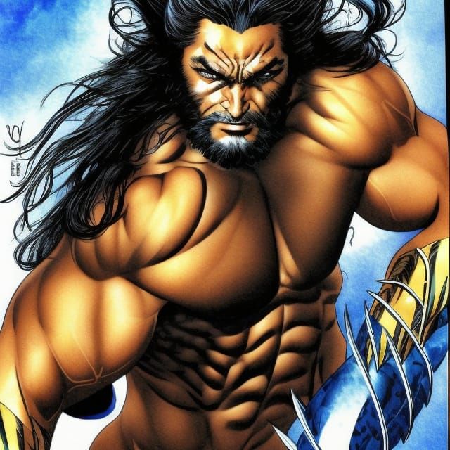 Jason Momoa as Wolverine,by Jim Lee and Tsukasa Kotobuki