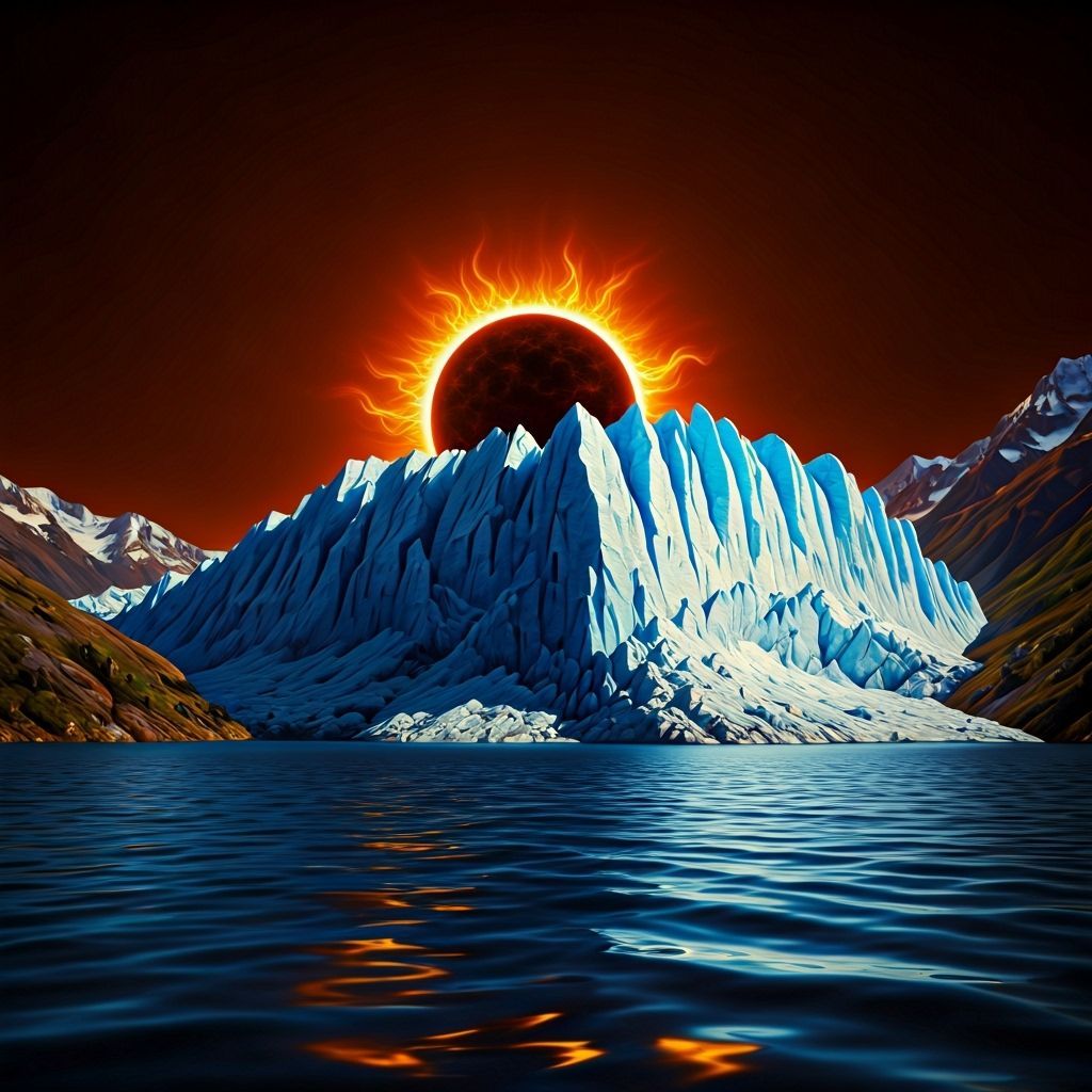 Magical Glacier Under a Black Sun