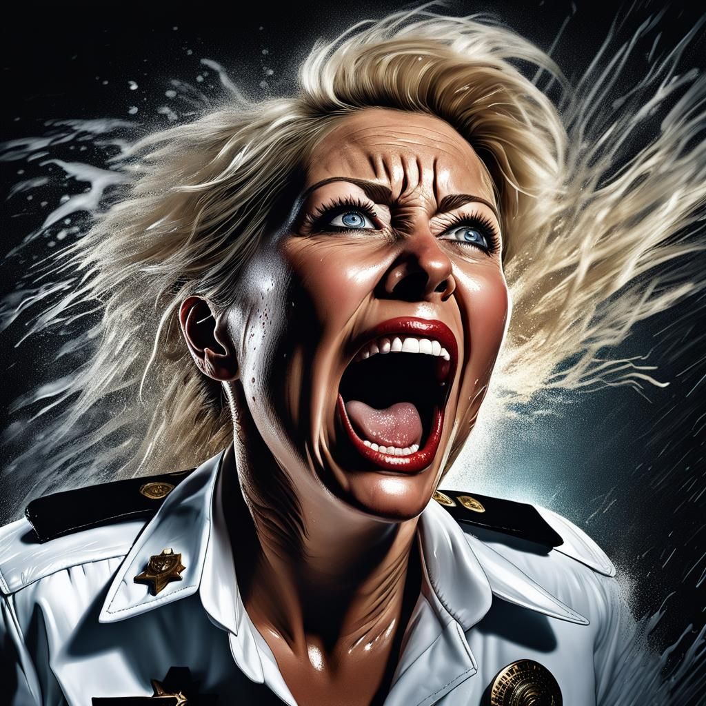 Hyperrealistic Image of Woman in Police Uniform