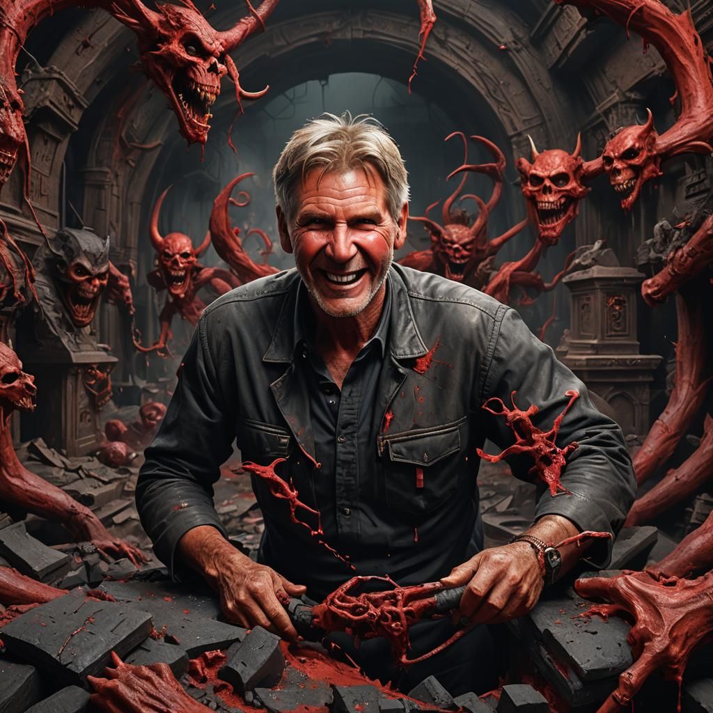 Satanic Harrison Ford as a plasterer