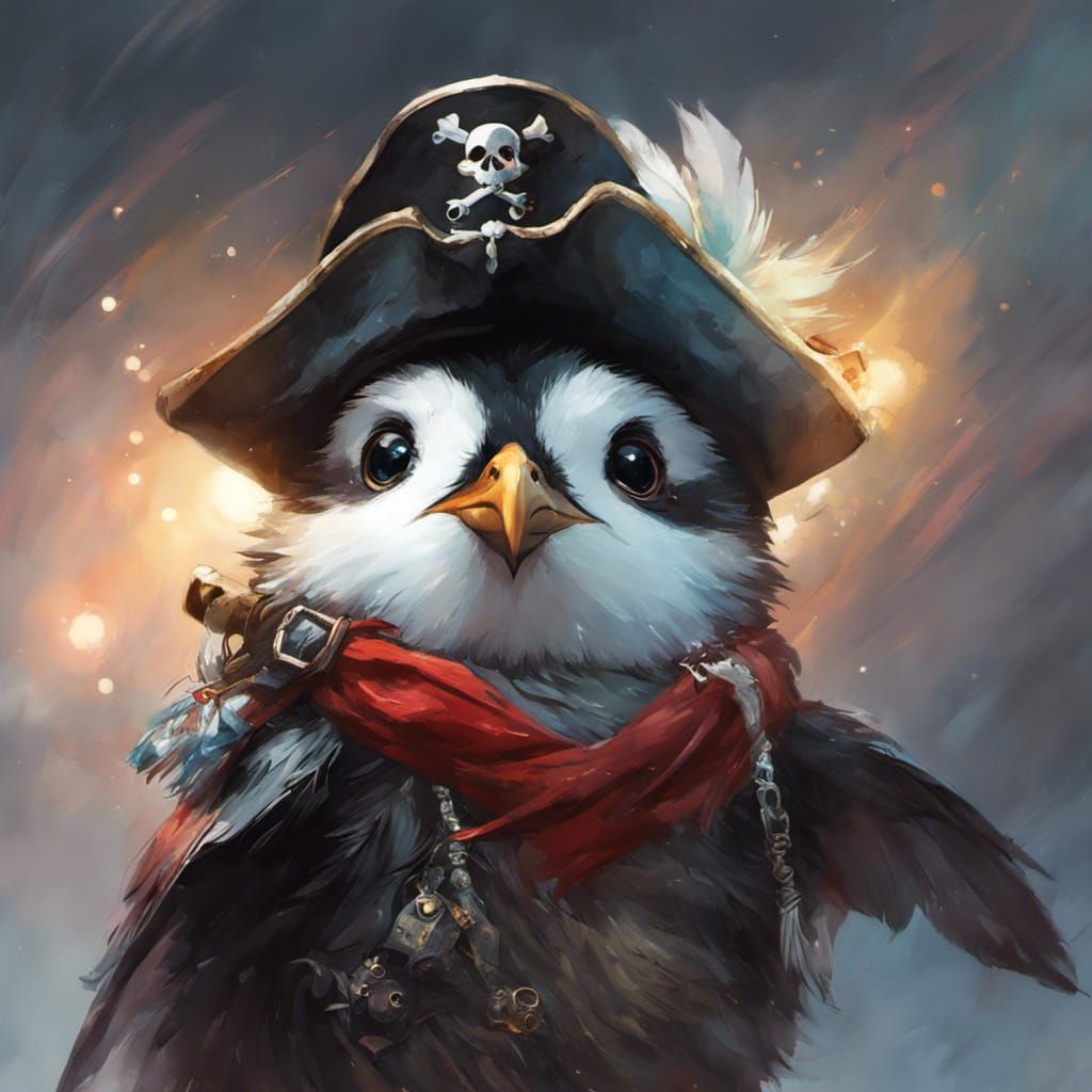 pirate penguin pirate tricorn hat nebula