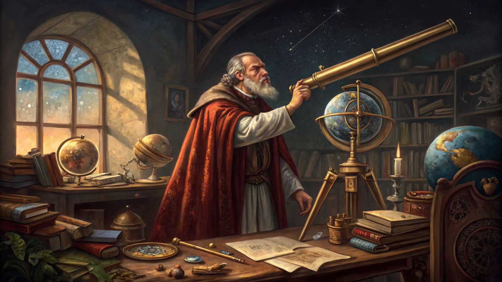 Galileo Galilei's Laboratory: A Romantic Realism Scene