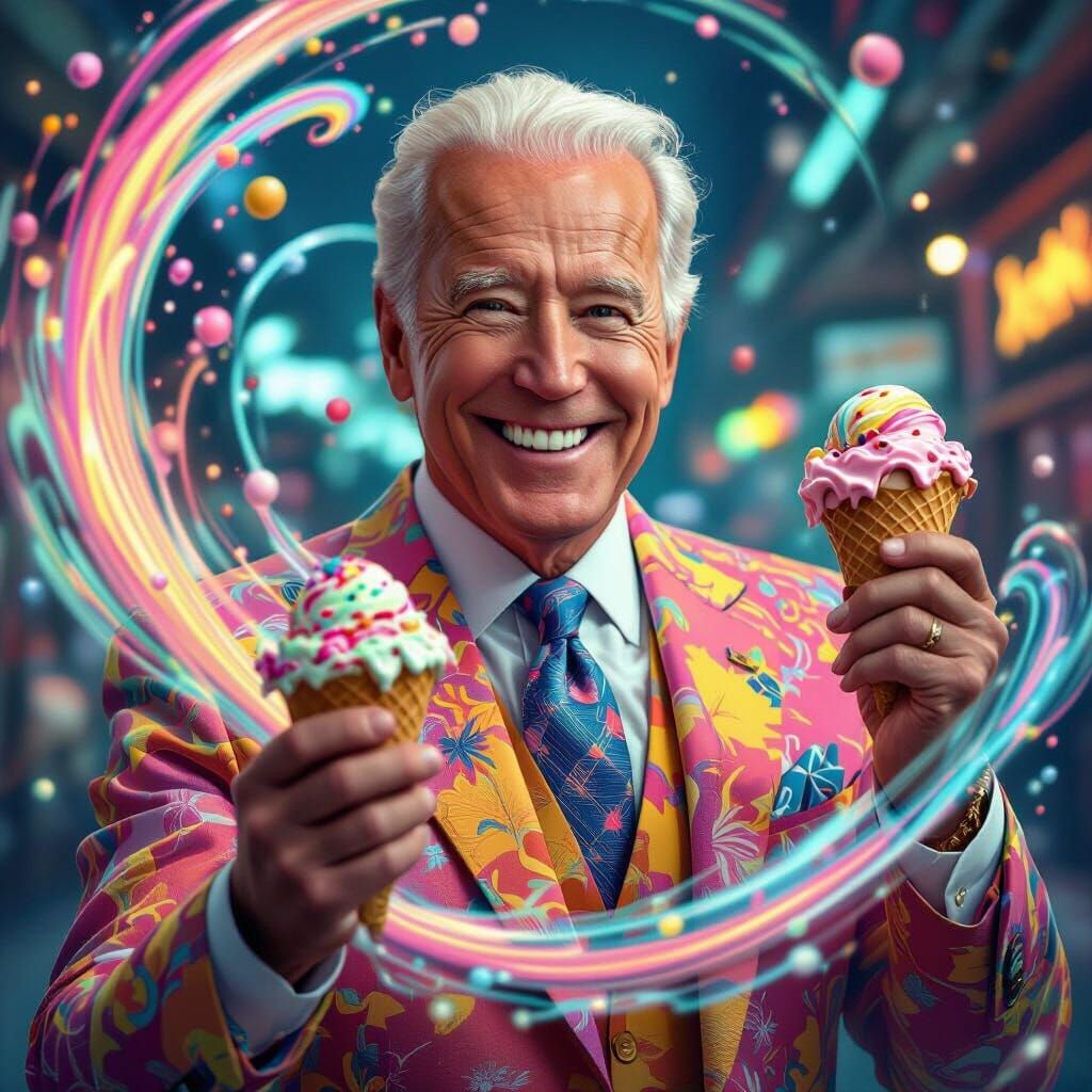 Joe Biden: Ice Cream Magic in a Dreamlike World