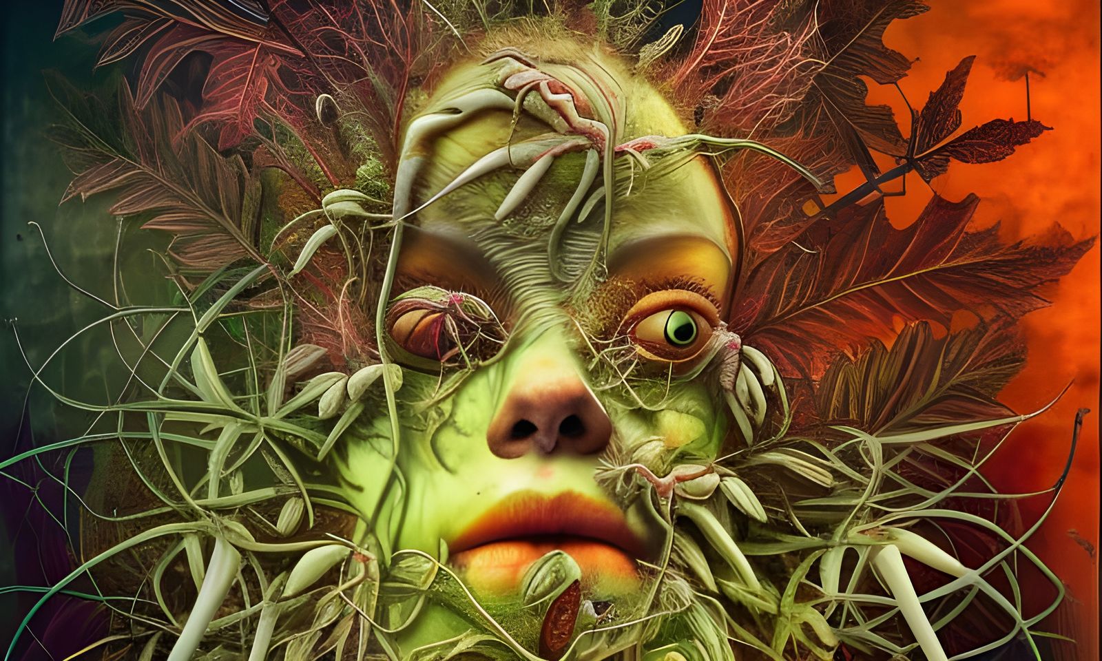 Surreal Spider with Plants, Sci-Fi Horror Art