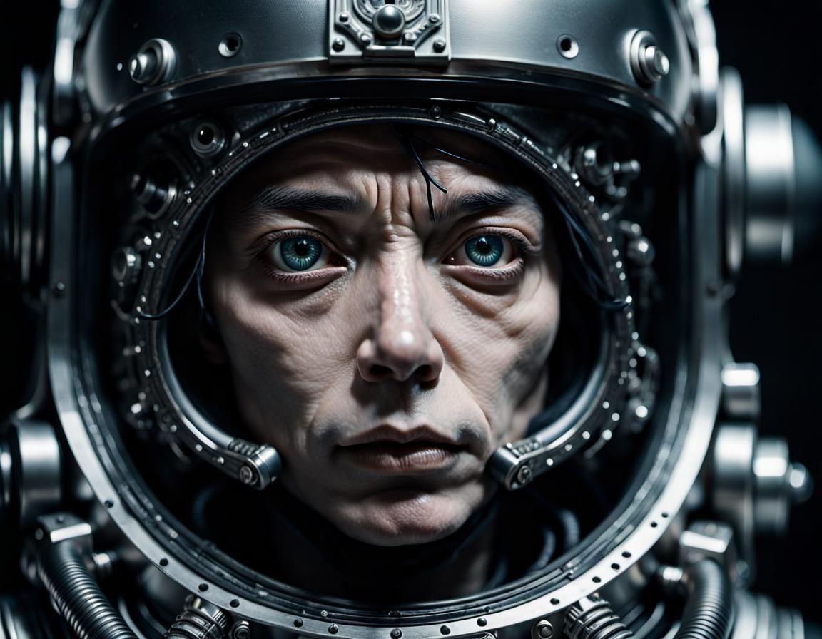 Astronaut Helmet Inspired by Giger and Film Noir