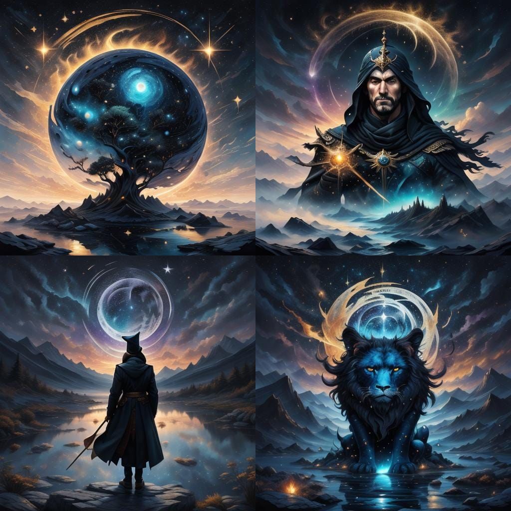 Magical Midnight Sky Filled with Stars and Aurora